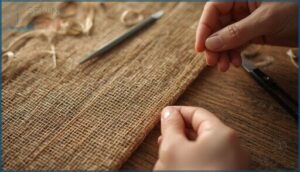 cut burlap straight by pulling threads cut burlap straight by pulling threads