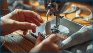 finishing and inserting the wound bobbin finishing and inserting the wound bobbin