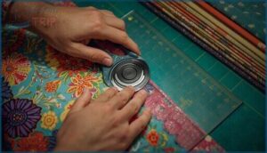 holding and guiding the rotary cutter holding and guiding the rotary cutter