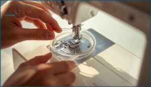 inserting the bobbin into the case inserting the bobbin into the case