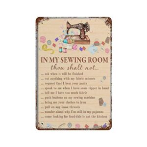 25 Sewing Room Wall Decor Ideas for Creative, Organized & Stylish Spaces 5 Metal Tin Sign,in My Sewing B08K7867ZC