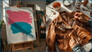 painting on canvas and leather painting on canvas and leather