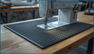 placing rubber mats under the machine