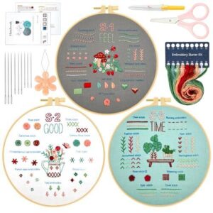 Best Embroidery Starter Kits: Beginner's Guide to Choosing 3 Ponpon 3 Sets Embroidery Kit B0D492DM84