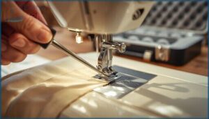 securing the presser foot and needle