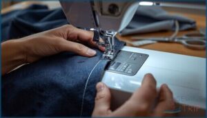 stitching the inseam by machine or hand stitching the inseam by machine or hand