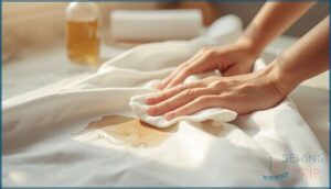 blotting and pre-treating the area blotting and pre-treating the area