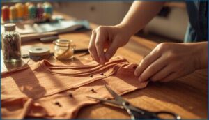 finishing and securing the new neckline finishing and securing the new neckline