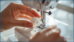 inserting the wound bobbin into the bobbin case inserting the wound bobbin into the bobbin case