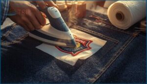 ironing to bond patch and fusible material ironing to bond patch and fusible material