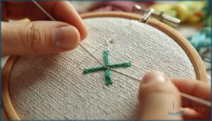 making your first x-shaped stitch making your first x-shaped stitch