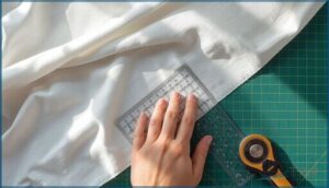 positioning the fabric and ruler positioning the fabric and ruler