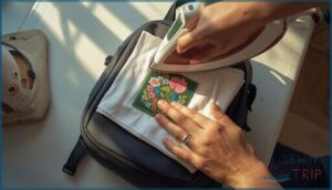 positioning the patch and using a pressing cloth positioning the patch and using a pressing cloth