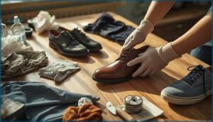 preparing shoes for the shrinking process preparing shoes for the shrinking process