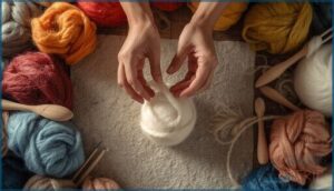 preparing wool and forming a core shape preparing wool and forming a core shape