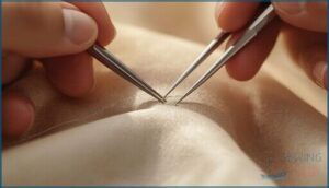 remove threads with tweezers remove threads with tweezers