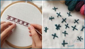 stitching in rows or isolated stitches stitching in rows or isolated stitches