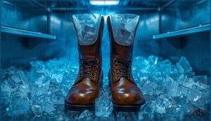 stretching boots with ice stretching boots with ice