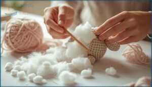 stuffing and securing the animal stuffing and securing the animal