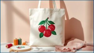 cherry pattern embroidered tote bags cherry pattern embroidered tote bags