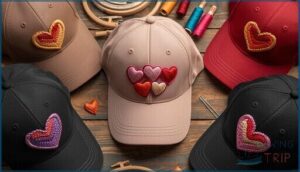 colorful embroidered hearts on baseball caps colorful embroidered hearts on baseball caps