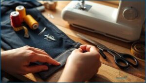 hemming pants, skirts, or sleeves hemming pants, skirts, or sleeves