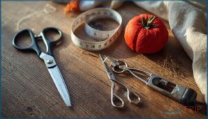 personal tools (scissors, pins, measuring tape) personal tools (scissors, pins, measuring tape)