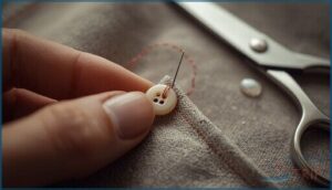 tying off and trimming excess thread tying off and trimming excess thread