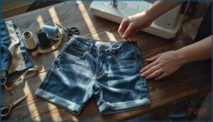 add waistband and finish edges add waistband and finish edges