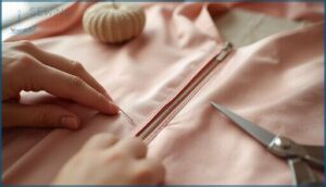 aligning and pinning the zipper aligning and pinning the zipper