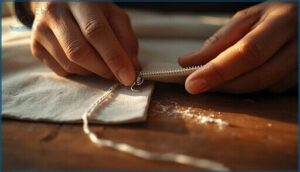 attaching the first side of the zipper attaching the first side of the zipper