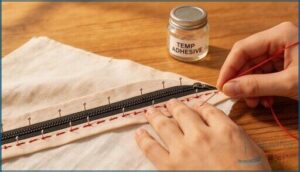 basting the zipper opening basting the zipper opening