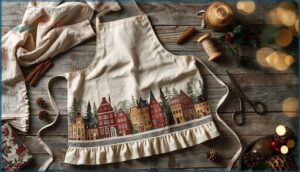 buon natale village apron and ruffle tea towel buon natale village apron and ruffle tea towel
