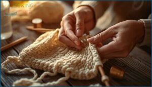 fixing tight hand-knitted or hand-sewn stitches fixing tight hand-knitted or hand-sewn stitches