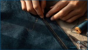 hand topstitching for a neat finish hand topstitching for a neat finish