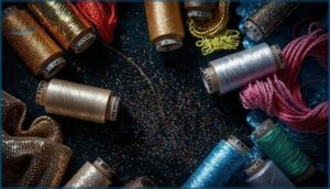 metallic, glitter, and neon threads for standout details metallic, glitter, and neon threads for standout details