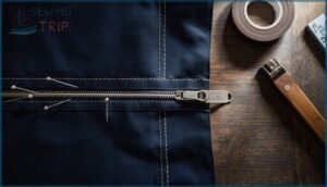 pin or tape the zipper in place pin or tape the zipper in place