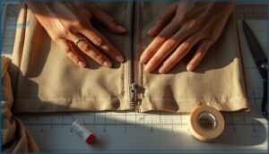 positioning and securing the zipper positioning and securing the zipper