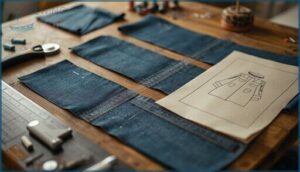 preparing fabric and pattern for a fly front preparing fabric and pattern for a fly front