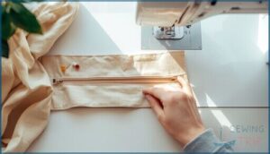 preparing fabric and zipper for installation preparing fabric and zipper for installation