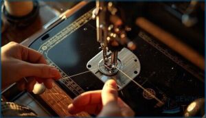 rethreading the machine correctly rethreading the machine correctly