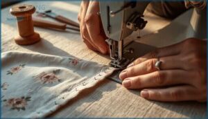 stitching the first fold stitching the first fold