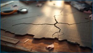 visible cracks, curling, or warping visible cracks, curling, or warping