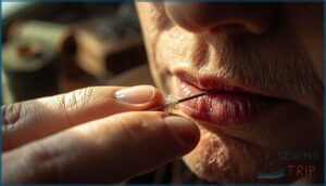 wet the end of the thread wet the end of the thread