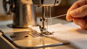 bringing up the bobbin thread to start sewing bringing up the bobbin thread to start sewing