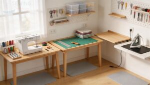 create sewing, cutting, and pressing zones create sewing, cutting, and pressing zones