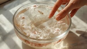 dissolving wash-away stabilizer fully in warm water dissolving wash-away stabilizer fully in warm water