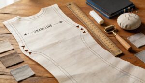 grain line, notches, and seam allowance markings grain line, notches, and seam allowance markings