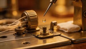 lubricating the tension mechanism with machine oil lubricating the tension mechanism with machine oil