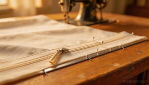 positioning the zipper face down positioning the zipper face down